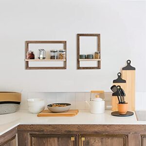 idee-home Wall Shelves Floating Shelves for Wall Set of 4, Hanging Shelves for Wall Storage, Square Wall Shelf Decor, Wall Mounted Shelves for Bathroom, Living Room Brown