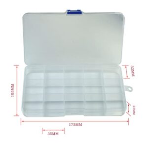 YCSSSD Plastic Grid Storage Box,15 Large Grids Clear Plastic Jewelry Box, Small Accessories Multipurpose Organizer. (15 Grids - Clear)