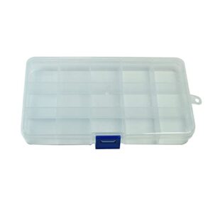 YCSSSD Plastic Grid Storage Box,15 Large Grids Clear Plastic Jewelry Box, Small Accessories Multipurpose Organizer. (15 Grids - Clear)