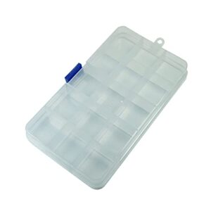 YCSSSD Plastic Grid Storage Box,15 Large Grids Clear Plastic Jewelry Box, Small Accessories Multipurpose Organizer. (15 Grids - Clear)