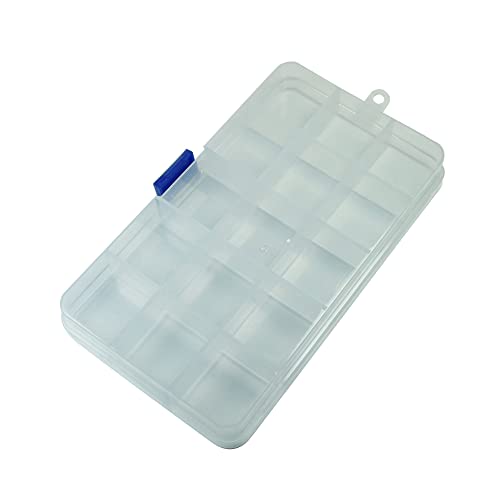 YCSSSD Plastic Grid Storage Box,15 Large Grids Clear Plastic Jewelry Box, Small Accessories Multipurpose Organizer. (15 Grids - Clear)