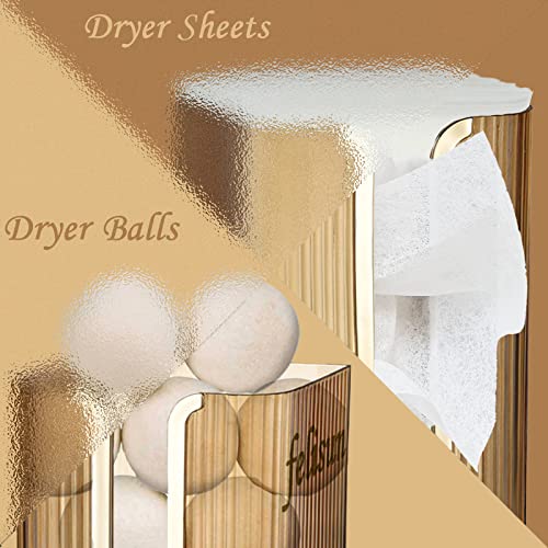 felisun Dryer Sheet Dispenser Holder Laundry Basket Detergent Dispenser Storage Laundry Room Organization Wall Art Decor Lint Bin Soap Fabric Softener Container(Transparent)(Clear Yellow)