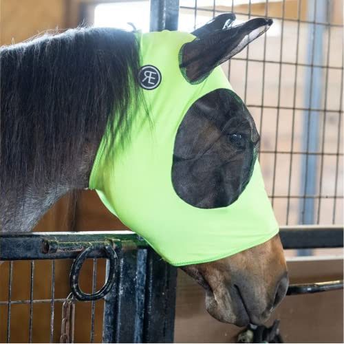 Tack Shack of Ocala- Circle Y Reinsman Lycra Fly Mask with Ears, Fly Mask, Lycra Fly Mask, Fly Mask for Horses, Lycra Fly Mask for Horses (Medium, Neon Green)