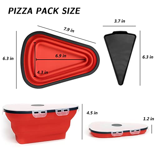 Pizza Storage Containers with Lids, Adjustable Pizza box with 5 Microwavable Serving Trays, Expandable Pizza Slice Container to Organize Space Reusable, Microwave Safe