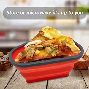 Pizza Storage Containers with Lids, Adjustable Pizza box with 5 Microwavable Serving Trays, Expandable Pizza Slice Container to Organize Space Reusable, Microwave Safe