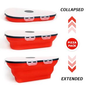 Pizza Storage Containers with Lids, Adjustable Pizza box with 5 Microwavable Serving Trays, Expandable Pizza Slice Container to Organize Space Reusable, Microwave Safe