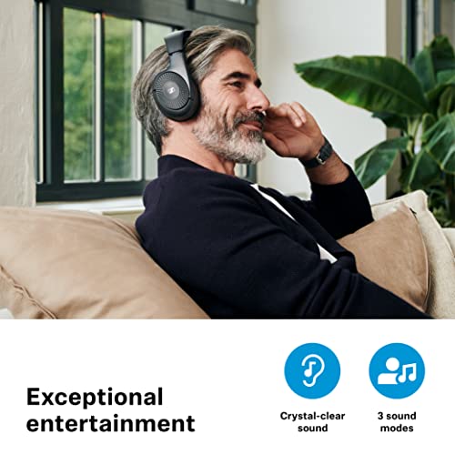 Sennheiser RS 120-W On-Ear Wireless Headphones for Crystal-Clear TV Listening with 3 Sound Modes, Lightweight Design, Easy Volume Control, 60 m Range and Convenient Transmitter/Charger Combo - Black