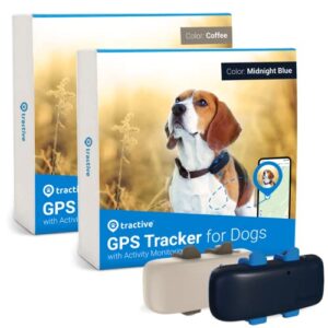 tractive waterproof gps dog trackers - location & activity, unlimited range & works with any collar (pack of 2)