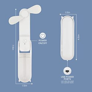 Handheld Mini Fan, 2 Speed Portable Fan, Rechargeable Hand Fan With Power Bank, White Personal Fan For Women & Kids, Quiet Table & Desk Fan For Office, Foldable USB Fan Great For Travel, Outdoors