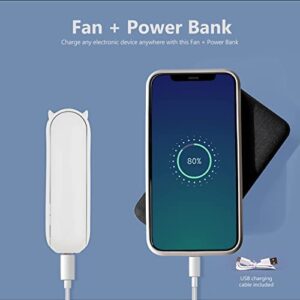 Handheld Mini Fan, 2 Speed Portable Fan, Rechargeable Hand Fan With Power Bank, White Personal Fan For Women & Kids, Quiet Table & Desk Fan For Office, Foldable USB Fan Great For Travel, Outdoors