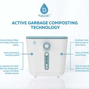 Pursonic Compost Bin Kitchen Trash Can Electric Recycling Bin - Food Waste Composter with 3L Capacity - Environment Friendly Indoor Compost Bin - Smart Compost Machine for Apartment Countertop