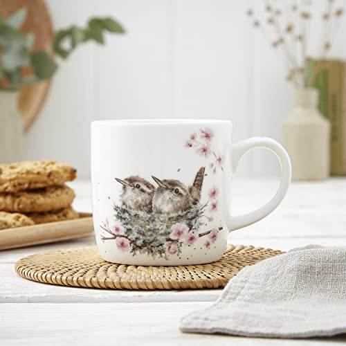 Royal Worcester Wrendale Designs Feather Your Nest Mug | 14 Ounce Large Coffee Mug with Bird Design | Made from Fine Bone China | Microwave and Dishwasher Safe