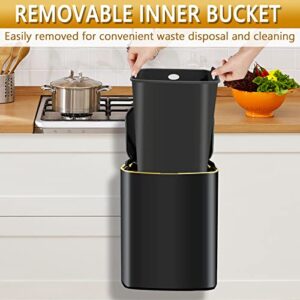 WAYCOM 2.1 Gal Compost Bin Kitchen for Counter Top or Under Sink,Compost Bin Stainless Steel Hanging Compost Bin with Lid for Cupboard/Bathroom/Bedroom/Office,Indoor Compost Bucket