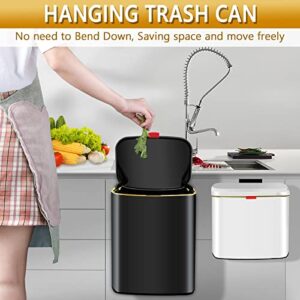 WAYCOM 2.1 Gal Compost Bin Kitchen for Counter Top or Under Sink,Compost Bin Stainless Steel Hanging Compost Bin with Lid for Cupboard/Bathroom/Bedroom/Office,Indoor Compost Bucket