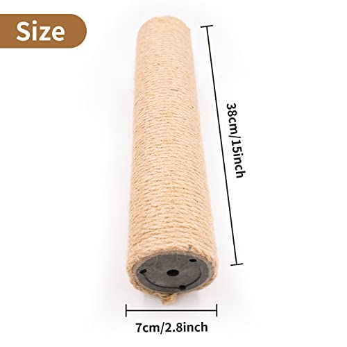 15 Inch Cat Scratching Posts Jute Rope Replacement Refill Posts Cat Scratching Stump Heightening Parts Refill with M8 Screws for Cat Tree Tower Furniture Refurbishment Indoor or Wall, 4pcs