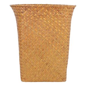 cabilock wood basket trash can rustic style waste basket garbage can storage holder straw bouquet container decorative gift basket for office bathroom bedroom kitchen 28x25x17cm woven basket