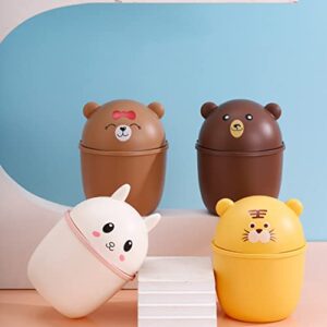 Housoutil Mini Trash Can with Lid Rabbit Shaped Desk Mini Garbage Container Cute Desktop Basket Can Closable Trash Bin for Office Bedroom