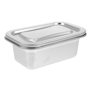 stainless steel food storage container, mini ice cream holder box fridge organizer case metal freezer bin airtight snack bowl reusable refrigerator boxes