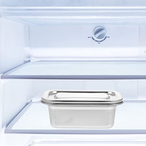 Stainless Steel Food Storage Container, Mini Ice Cream Holder Box Fridge Organizer Case Metal Freezer Bin Airtight Snack Bowl Reusable Refrigerator Boxes