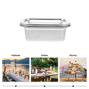 Stainless Steel Food Storage Container, Mini Ice Cream Holder Box Fridge Organizer Case Metal Freezer Bin Airtight Snack Bowl Reusable Refrigerator Boxes