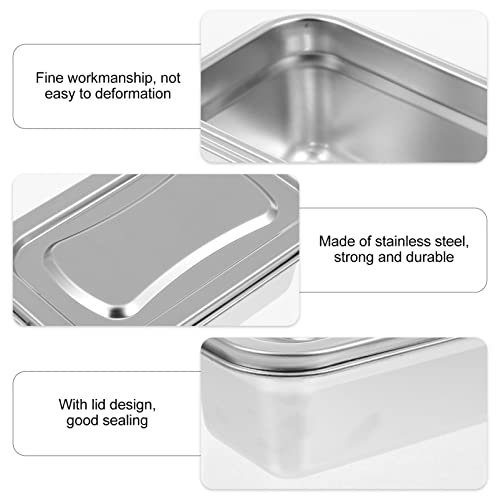 Stainless Steel Food Storage Container, Mini Ice Cream Holder Box Fridge Organizer Case Metal Freezer Bin Airtight Snack Bowl Reusable Refrigerator Boxes