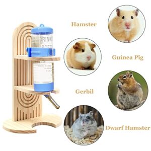 Hamster Water Bottle with Stand Adjustable Height Free-Standing Small Animals Water Bottle Holder Hanging Water Feeding Bottles Auto Dispenser for Dwarf Hamsters Guinea Pigs Rats Mice Gerbils