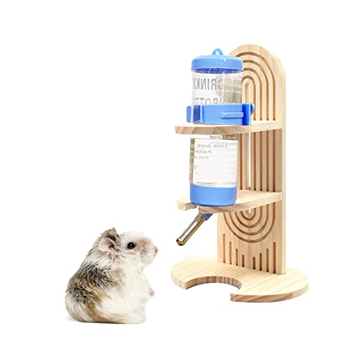 Hamster Water Bottle with Stand Adjustable Height Free-Standing Small Animals Water Bottle Holder Hanging Water Feeding Bottles Auto Dispenser for Dwarf Hamsters Guinea Pigs Rats Mice Gerbils