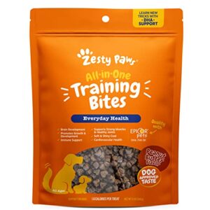 zesty paws training treats for dogs & puppies - hip, joint & muscle health - immune, brain, heart, skin & coat support - bites with fish oil with omega 3 fatty acids with epa & dha - pb flavor - 12oz…