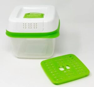 fresh produce saver 591ml storage container - green & white - 3 piece set
