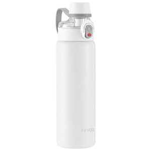 fewoo 24 oz insulated water bottle with one lid for sip and swig stainless steel water bottle with straw bpa-free,keep cold for 24h & hot for 12h (white)¡­