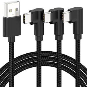 usb c cable right angle [3-pack, 6.6ft] 3a usb type c charger fast charging cable, 90 degree usb a to usb c nylon braided cord for samsung galaxy s22/s20 fe/s10, note 20/10 plus, a03s, moto g, lg, ps5
