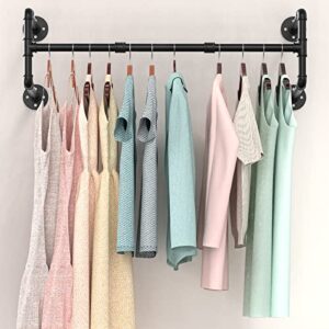 Industrial Pipe Clothes Rack for Hanging Clothes Coats Laundry Room Organizer Storage Hanger Shelf Space Saving, Long Handle Broom and Dustpan Set
