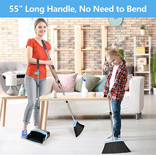 Industrial Pipe Clothes Rack for Hanging Clothes Coats Laundry Room Organizer Storage Hanger Shelf Space Saving, Long Handle Broom and Dustpan Set