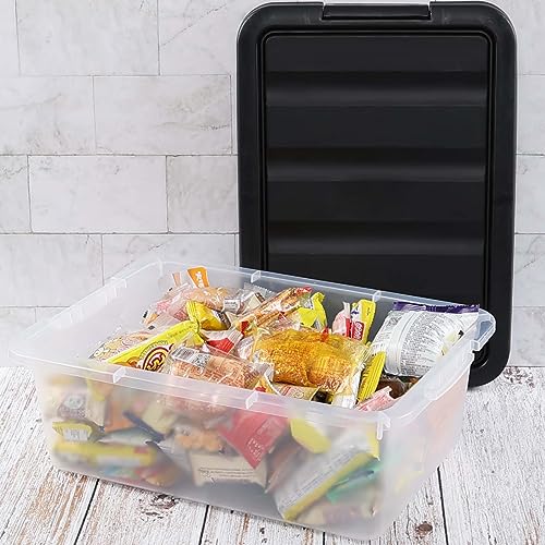 Farmoon 4 Pack 14 Quart Flat Storage Box, Plastic Latching Bin with Lid