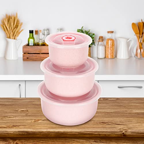 Hemoton Kids Bento Box Wheat Straw Bowl Set Unbreakable Cereal Soup Rice Bowls with Lid Bento Box Refrigerator Food Fresh Keep Box Airtight Food Storage Containers Kids Snack Container