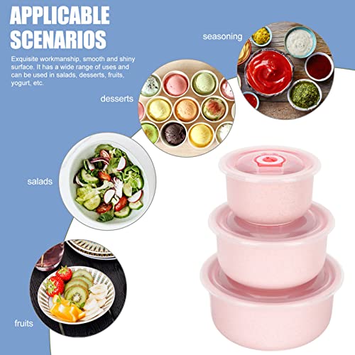 Hemoton Kids Bento Box Wheat Straw Bowl Set Unbreakable Cereal Soup Rice Bowls with Lid Bento Box Refrigerator Food Fresh Keep Box Airtight Food Storage Containers Kids Snack Container