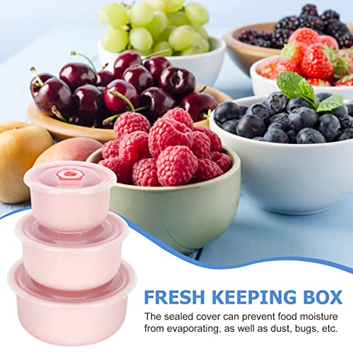 Hemoton Kids Bento Box Wheat Straw Bowl Set Unbreakable Cereal Soup Rice Bowls with Lid Bento Box Refrigerator Food Fresh Keep Box Airtight Food Storage Containers Kids Snack Container