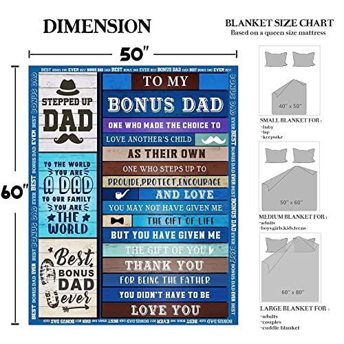 Sixftop Best Bonus Dad Blanket Gifts from Daughter Son in Law Step Dad Fathers Day Birthday Gifts | to Bonus Dad Gifts | Christmas Bday Presents for Father in Law Throw Blanket 50” X 60"
