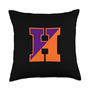 hobart & william smith colleges gear - steve state hobart college statesmen monogram logo hwsc throw pillow, 18x18, multicolor