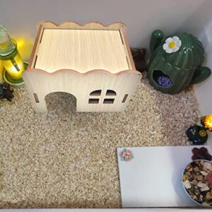 BNOSDM Guinea Pig House Hide Natural Chewable Hamster Hideout Wooden Hut Small Pets Woodland House Habitats Decor for Hamster Mice Gerbils Mouse
