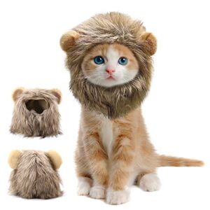 vanvene cute lion mane wig costume for cat-pet adjustable fancy lion hair cats outfit for halloween christmas easter birthday party supplies