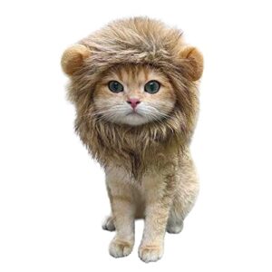 VANVENE Cute Lion Mane Wig Costume for Cat-Pet Adjustable Fancy Lion Hair Cats Outfit for Halloween Christmas Easter Birthday Party Supplies