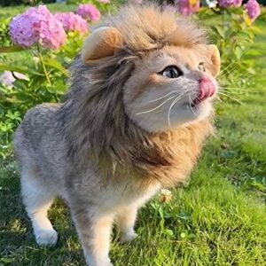 VANVENE Cute Lion Mane Wig Costume for Cat-Pet Adjustable Fancy Lion Hair Cats Outfit for Halloween Christmas Easter Birthday Party Supplies