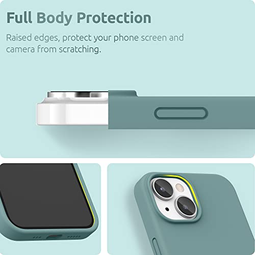 SURPHY (4 in 1 Designed for iPhone 14 Case Compatible with MagSafe (6.1 inch, 2022), with 2 Pack Screen Protector + Camera Cover, Liquid Silicone Phone Case (Cactus Green)