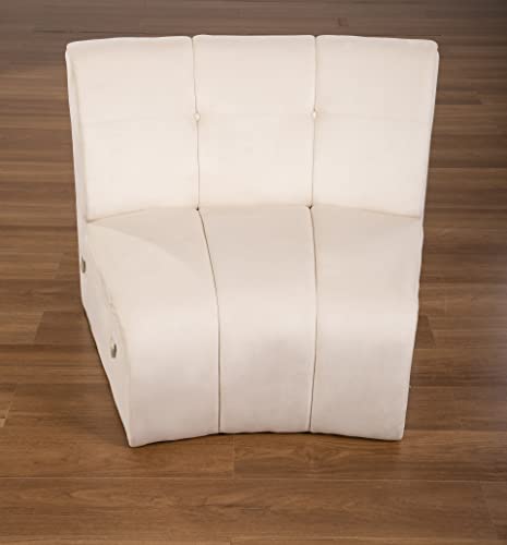 Legend Vansen Velvet Floor Sofa 3 Seats Symmetrical Modular Legless Corner Curved Round couches Sectional, 127", Cream