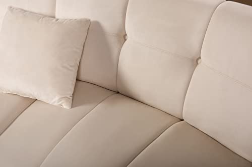 Legend Vansen Velvet Floor Sofa 3 Seats Symmetrical Modular Legless Corner Curved Round couches Sectional, 127", Cream