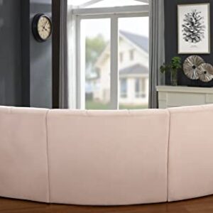 Legend Vansen Velvet Floor Sofa 3 Seats Symmetrical Modular Legless Corner Curved Round couches Sectional, 127", Cream