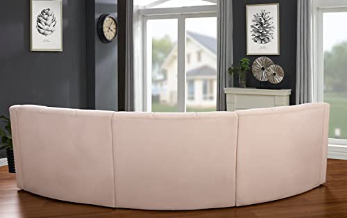 Legend Vansen Velvet Floor Sofa 3 Seats Symmetrical Modular Legless Corner Curved Round couches Sectional, 127", Cream