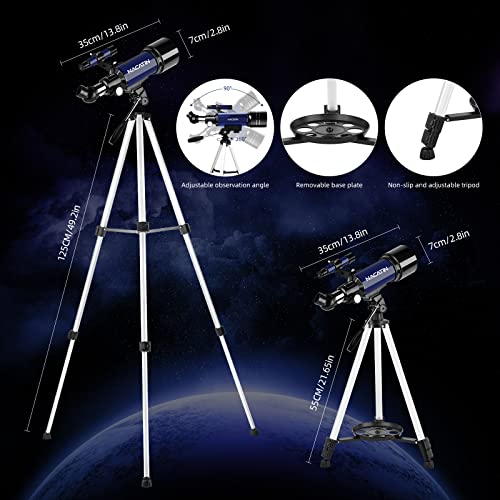 Telescope for Adults & Kids - NACATIN 70mm Aperture (16X-120X) Portable Refractor Telescopes for Astronomy Beginners, 400mm Travel Telescope with A Smartphone Adapter& A Wireless Remote-Blue