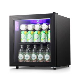 r.w.flame beverage refrigerator cooler, mini fridge with double glass door and led lights, small refrigerator for office, home or bedroom, wine cooler digital temperature control